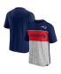 Фото #1 товара Men's Navy, Heather Gray New England Patriots Colorblock T-shirt