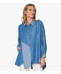 Women's Asymmetrical Denim Button-Front Shirt Top Crossroads Tunic