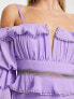 Фото #5 товара Trendyol ruffle bandeau sleeve dress in purple