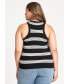 Plus Size Stripe Sweater Tank With Pointelle