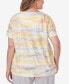 Фото #2 товара Plus Size Charleston Short Sleeve Crew Neck Top with Watercolor Print
