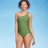 Women's Side-Tie One Shoulder One Piece Swimsuit - Shade & Shore Green XL