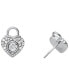 Silver-Tone or Gold-Tone Heart Lock Stud Earrings
