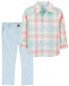 Фото #1 товара Toddler 2-Piece Button-Down Shirt & Flat-Front Pants Set 2T