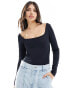 Фото #1 товара Bershka seamless bodysuit in black