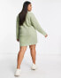 Brave Soul Plus radu knitted polo jumper dress in sage