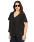 Фото #1 товара Plus Size Flutter-Sleeve Double-Layer Top