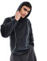 Фото #1 товара ASOS DESIGN oversized velour hoodie in dark grey with contrast seam detail