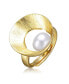 Фото #1 товара Sterling Silver 14K Gold Plated with Genuine Freshwater Pearl Geometric Ring