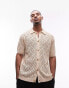 Фото #6 товара Topman crochet button through shirt in stone