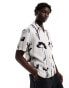 Фото #1 товара Selected Homme oversized revere collar shirt with art print in white