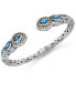 ფოტო #1 პროდუქტის Blue Topaz & Bali Filigree Cuff Bracelet in Sterling Silver and 18K Gold