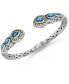 Фото #1 товара Blue Topaz & Bali Filigree Cuff Bracelet in Sterling Silver and 18K Gold