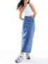 Фото #1 товара Object denim maxi skirt with double waistband in mid blue wash