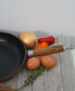 French Enameled Cast Iron 10" Fry Pan with Wood Handle and Spouts