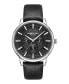ფოტო #1 პროდუქტის Men's Multifunction Dress Sport Black Genuine Leather Watch 42mm