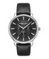 Men's Multifunction Dress Sport Black Genuine Leather Watch 42mm