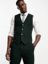 ASOS DESIGN super skinny wool mix suit waistcoat in herringbone in dark green
