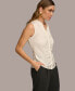 ფოტო #3 პროდუქტის Women's Sleeveless Satin Button Front Blouse