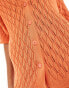 Фото #3 товара SNDYS crochet button through shirt co-ord in orange