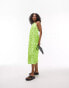 Фото #3 товара Topshop embroidered tie halter neck midi dress in lime