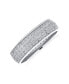 ფოტო #1 პროდუქტის Classic Traditional 3 Row Micro Pave Cubic Zirconia CZ Eternity Band Ring For Women Yellow 14K Gold Plated .925 Sterling Silver Rhodium 5MM Wide