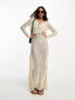 Vero Moda sheer textured jersey maxi dress co-ord in cream