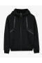 M 2xi-lock Pu Printed Full Zip Hoodie Sweatshirt Erkek Siyah Fermuarlı Eşofman Üstü S231076-001