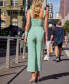 Women's Mint Sleeveless Square Neck Straight Leg Jumpsuit