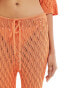 SNDYS crochet flared trouser co-ord in orange