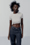 Faded-effect ribbed crop top