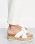 ASOS DESIGN Wide Fit Teegan knotted flatform sandals in white