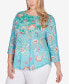 Plus Size Triopical Chevron Lace Sleeve Top