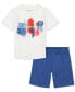 Фото #1 товара Toddler Boys Painted Logo Short Sleeve Tee and Twill Shorts