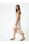 Фото #2 товара Вечернее платье Koton Длинное Асимметричное с блестящими оборками