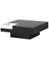 Modern Minimalist Design Square Coffee Table With Detachable Tray And Plug-In 16-Color LED