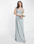 Фото #4 товара TFNC Bridesmaid bow back maxi dress in sage green