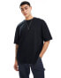 ASOS DESIGN oversized t-shirt in black with souvenir white print Черный, L - Chest 42 - фото #3