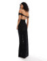 ASOS DESIGN lace bardot maxi dress with knicker in black