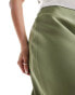 New Look satin midi skirt in khaki