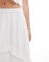 Miss Selfridge festival broderie hi low hem ruffle maxi skirt in ivory Бежевый, 38 - фото #4