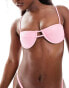 Фото #1 товара Miss Selfridge textured cup detail bikini top in pink