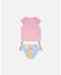 ფოტო #2 პროდუქტის Girl Two Piece Rash guard Swimsuit Palm Leaf Pastel Print - Toddler Child