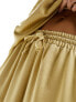 Flounce London satin floaty trousers in gold co-ord