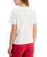 ფოტო #3 პროდუქტის Women's Short-Sleeve Sequin-Striped T-Shirt