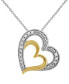ფოტო #1 პროდუქტის Diamond Double Heart 18" Pendant Necklace (1/10 ct. t.w.) in Sterling Silver & 14k Gold-Plate