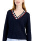 ფოტო #3 პროდუქტის Women's Cable-Knit Layered-Look Sweater