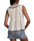 Women's Cotton Ruched-Shoulder V-Neck Top