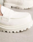 London Rebel X cleated sole chunky penny loafers in cream