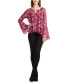 Фото #4 товара Juniors' Twisted Keyhole Floral Bell-Sleeve Top
